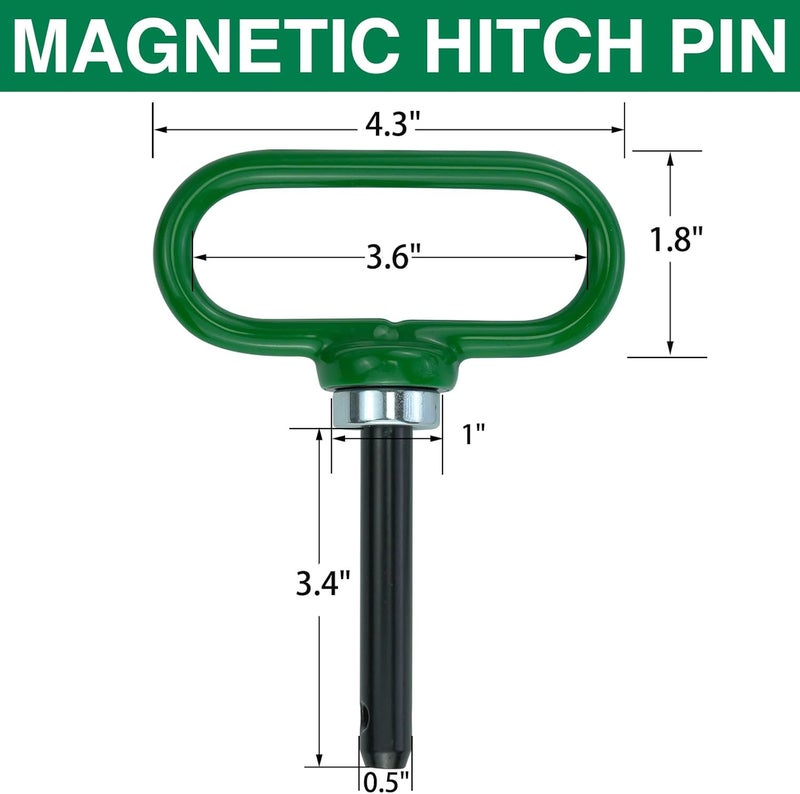 gradora Universal Towing Hitch Kit 3/4" Zero Turn Mower Hitch and 1/2" Magnetic Lawn Mower Trailer Hitch Pin (Combo Pack Green Black) - Image 4